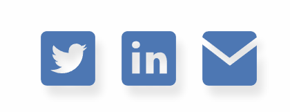 An animated gif showing 3 social sharing icons which grow larger on hover. 